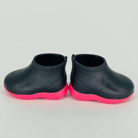 OG Black Short Ankle Height Rubber Booties Hot Pink Soles for 18 Inch Dolls GUC - Picture 6 of 14
